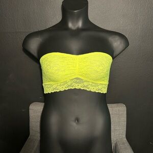 Aerie Lace Bandeau Bra in Neon Yellow Small